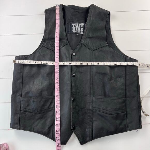 Tuff Hide Apparel Vintage Black Leather Motorcycle Vest Men's size Large - Picture 4 of 8